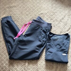 Figs Dark Grey scrub Pants and Top Set